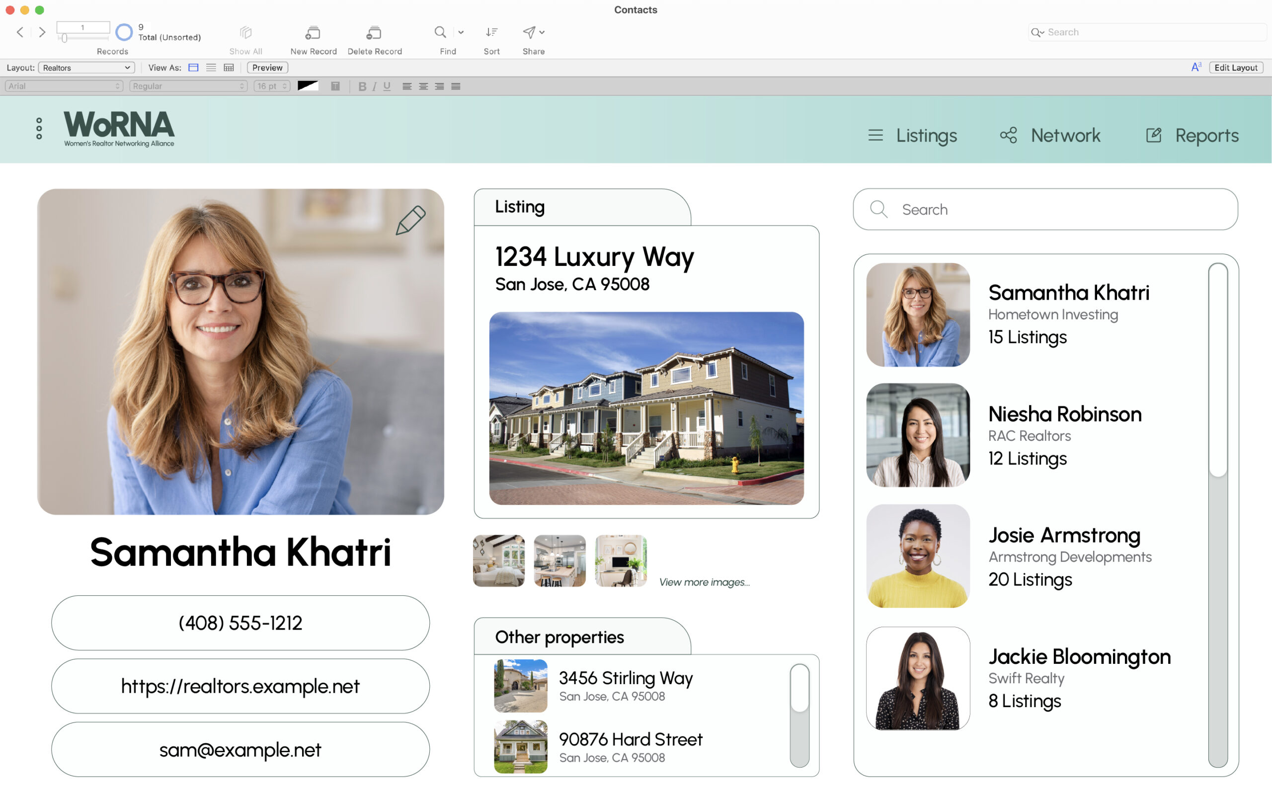 Example of app created with FileMaker